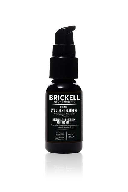 Natural eye treatment serum for men to reduce and treat dark circles, bags, wrinkles, and crows feet by Brickell Men's Products
